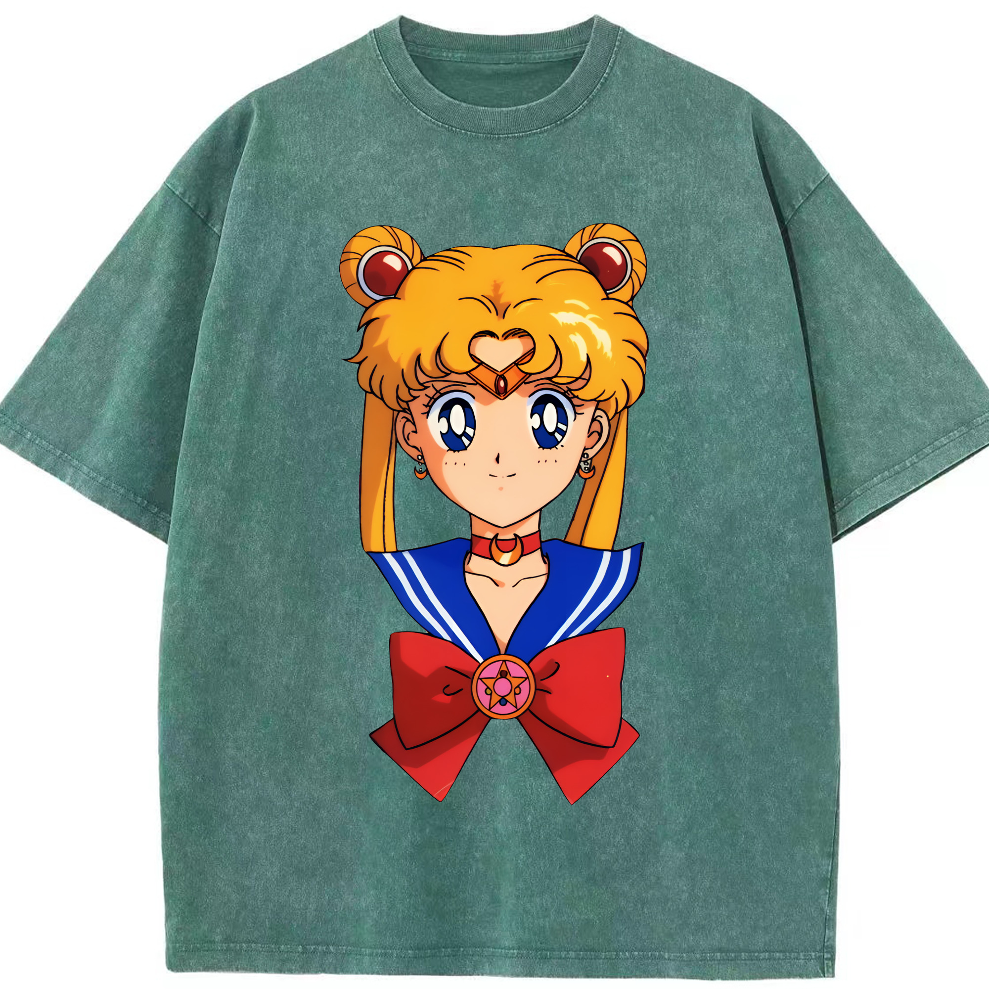 （画像用） 美少女戦士セーラームーン 月野 うさぎ つきの うさぎ Sailor Moon Tsukino Usagi 綿100% ヴィンテージ風 半袖Tシャツ（フロントプリント）